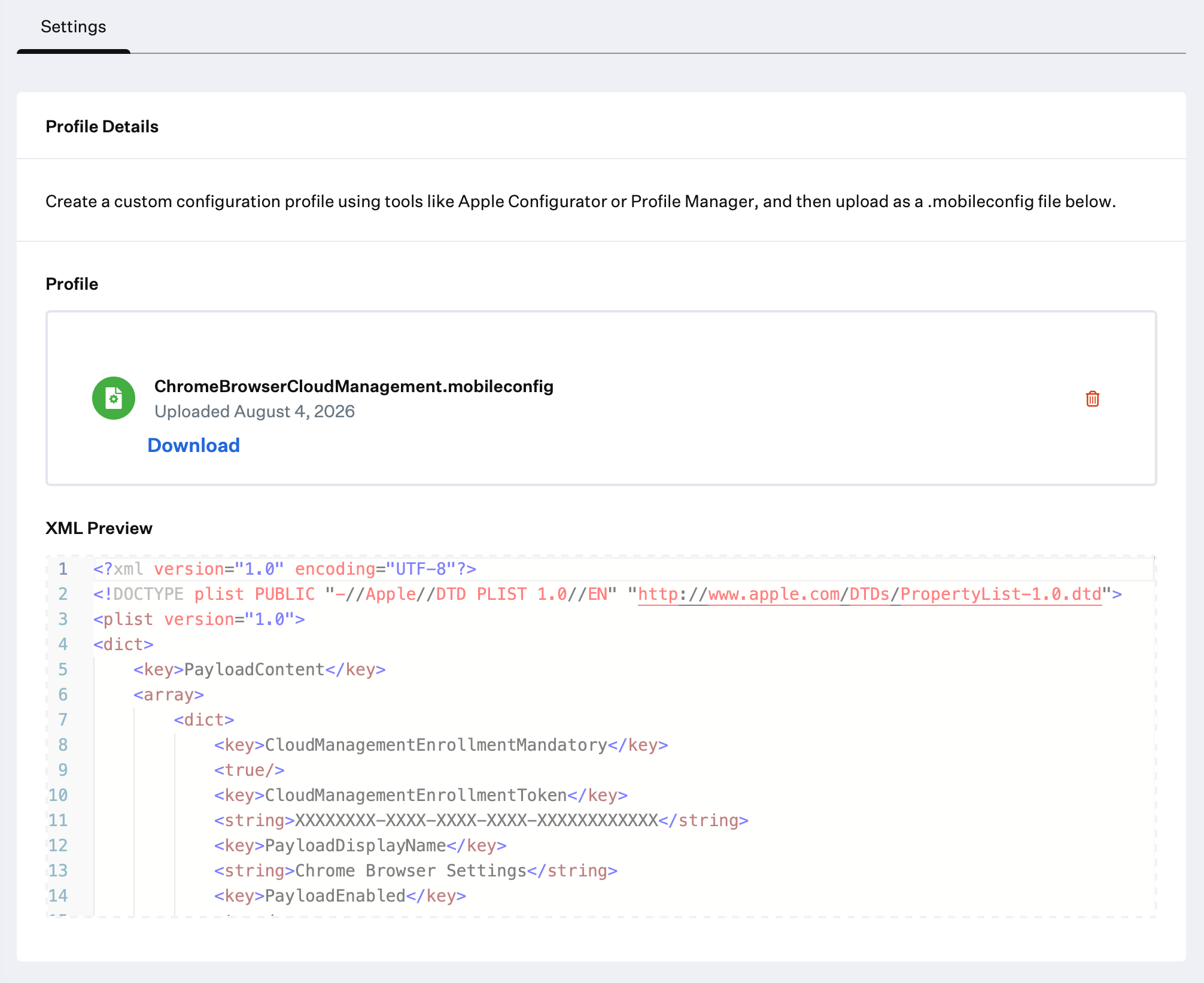 Google Chrome cloud management showing configuration or enrollment interface
