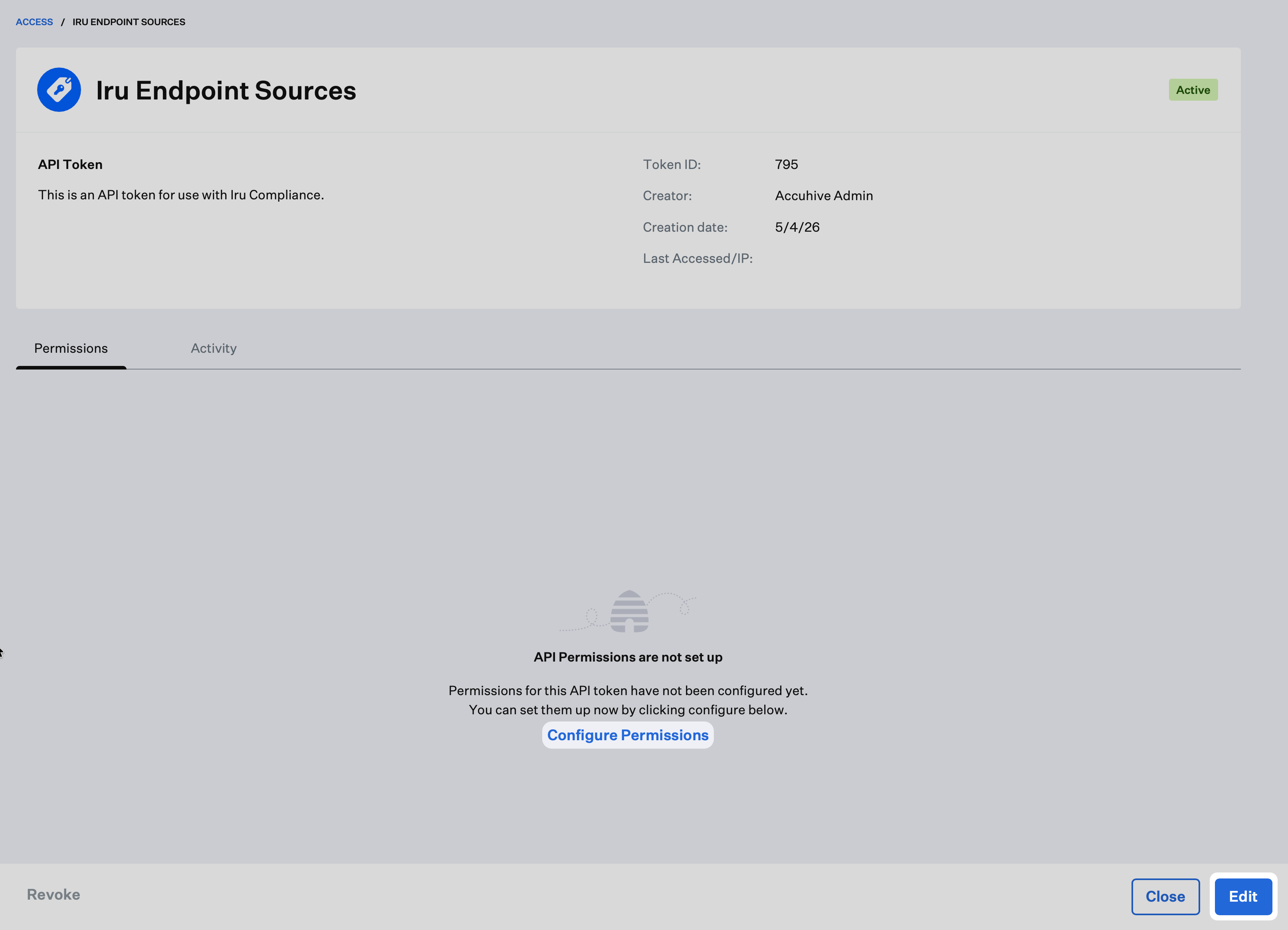 Edit API token permissions in Access
