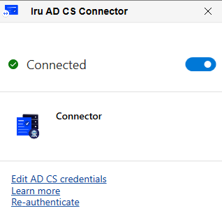 Connector status showing Connected after successful initialization to Iru Endpoint.