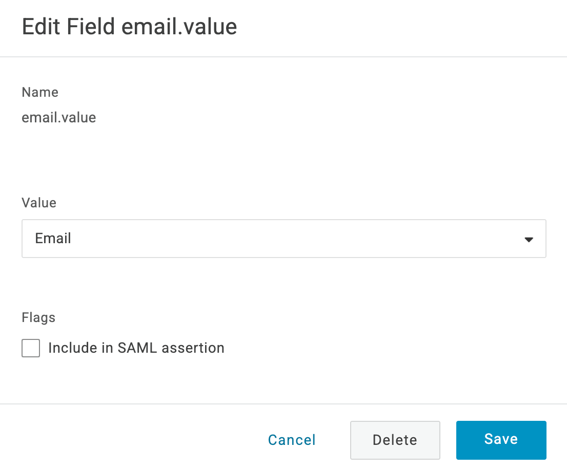 OneLogin email.value parameter with Email value selected