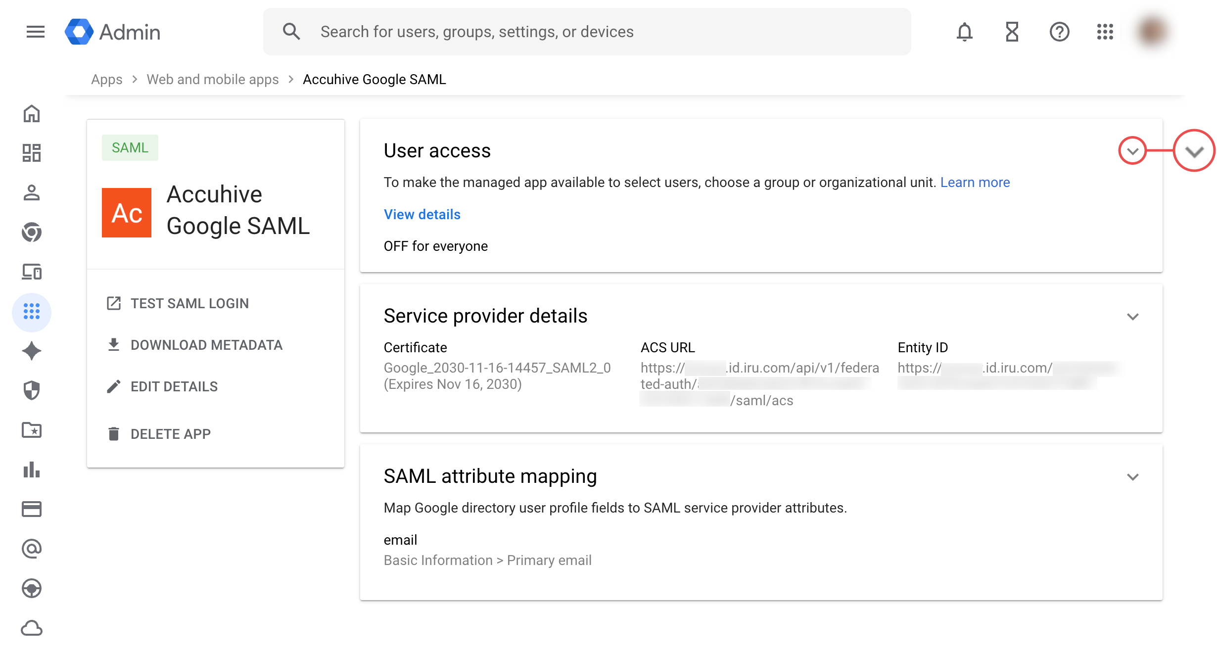 Google Workspace app User Access disclosure to assign group or OU