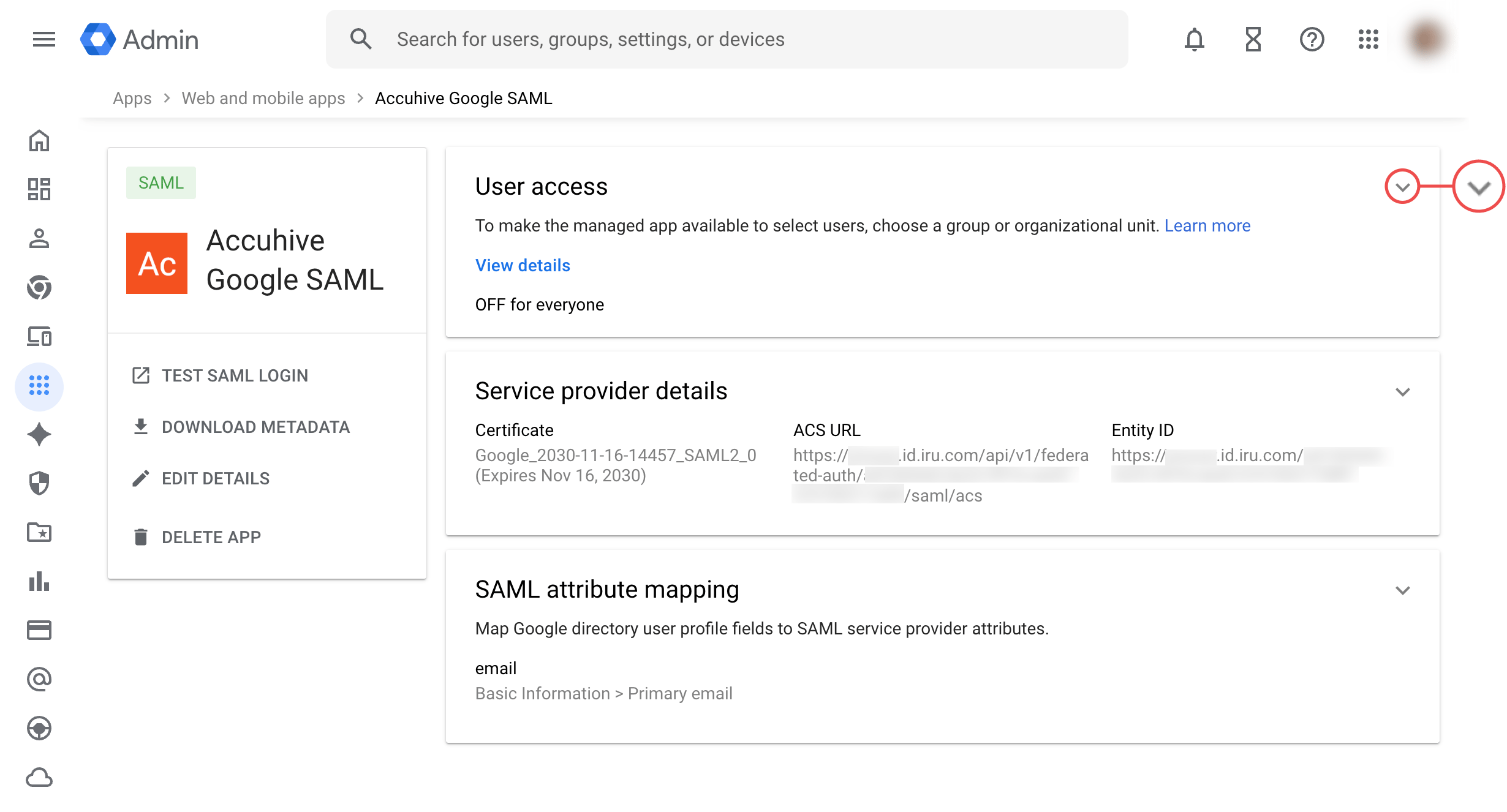 Google Workspace app User Access disclosure to assign group or OU