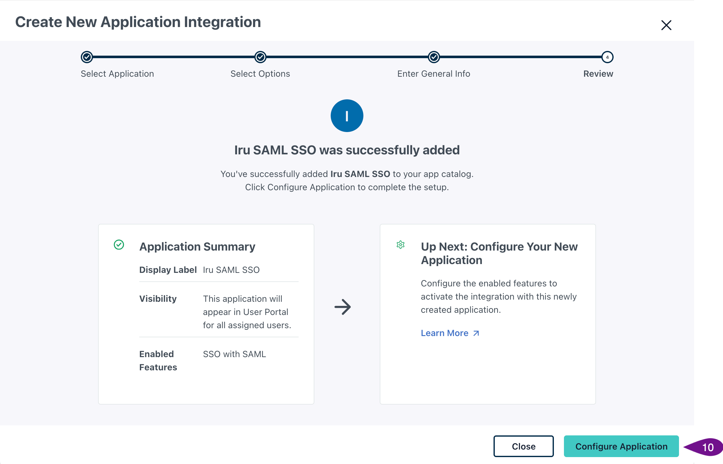 JumpCloud Configure Application