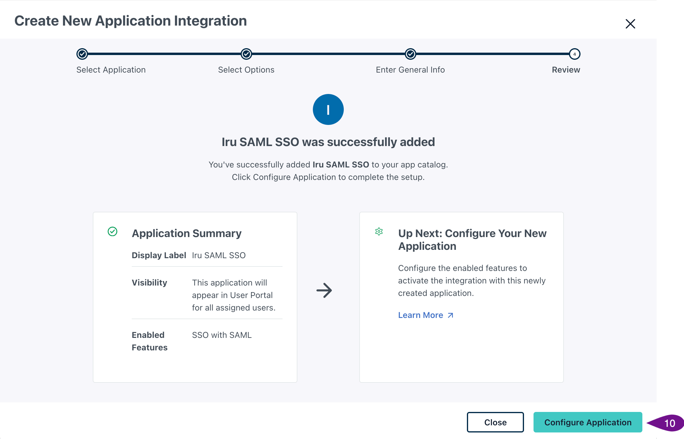 JumpCloud Configure Application