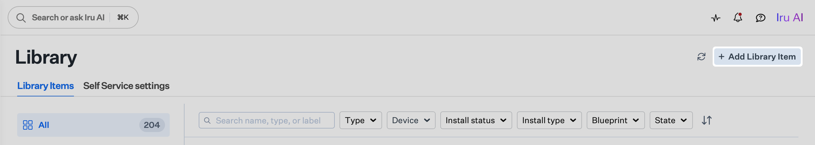 Library with Add Library Item button