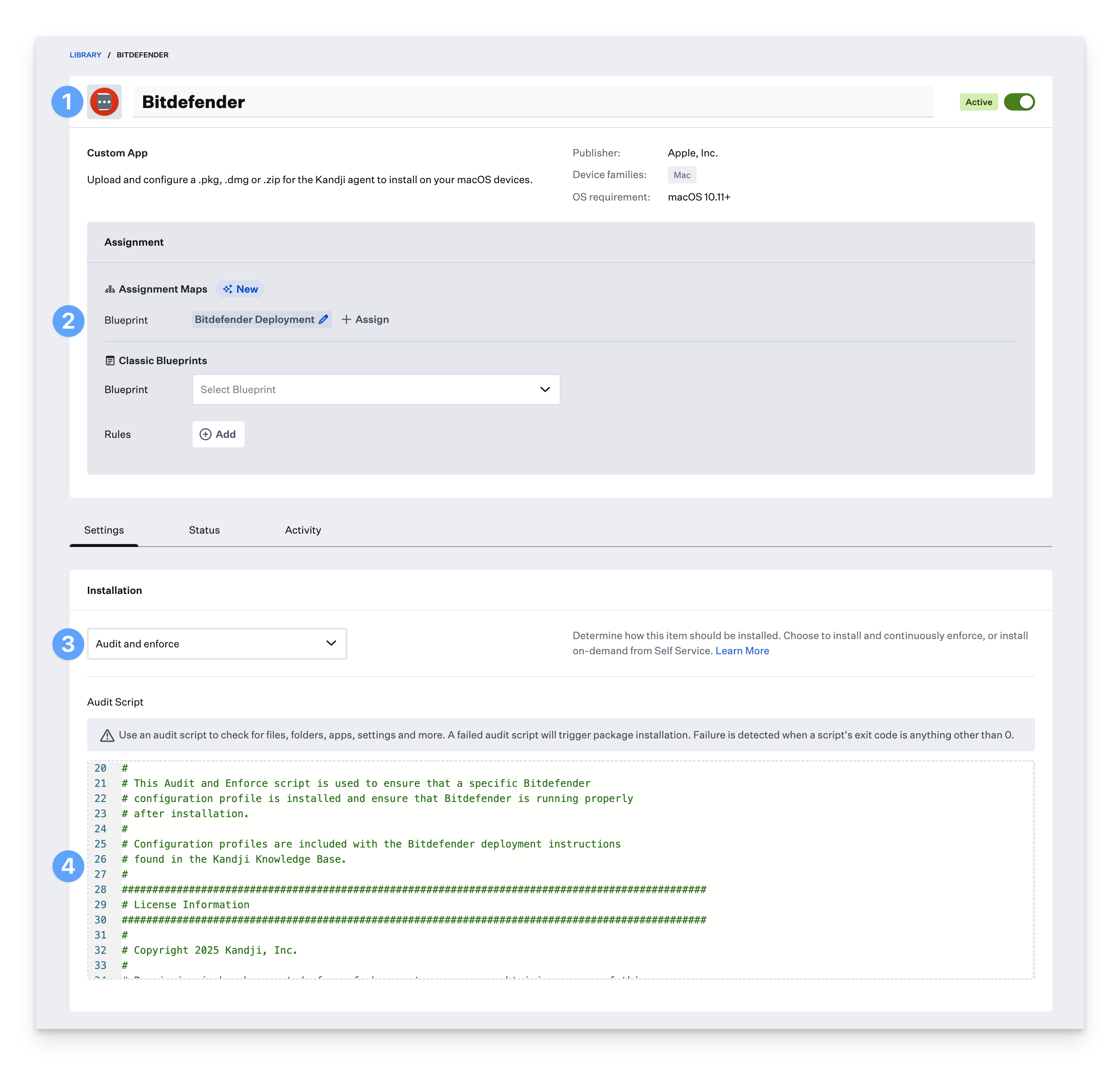 Custom App audit and enforce script configuration