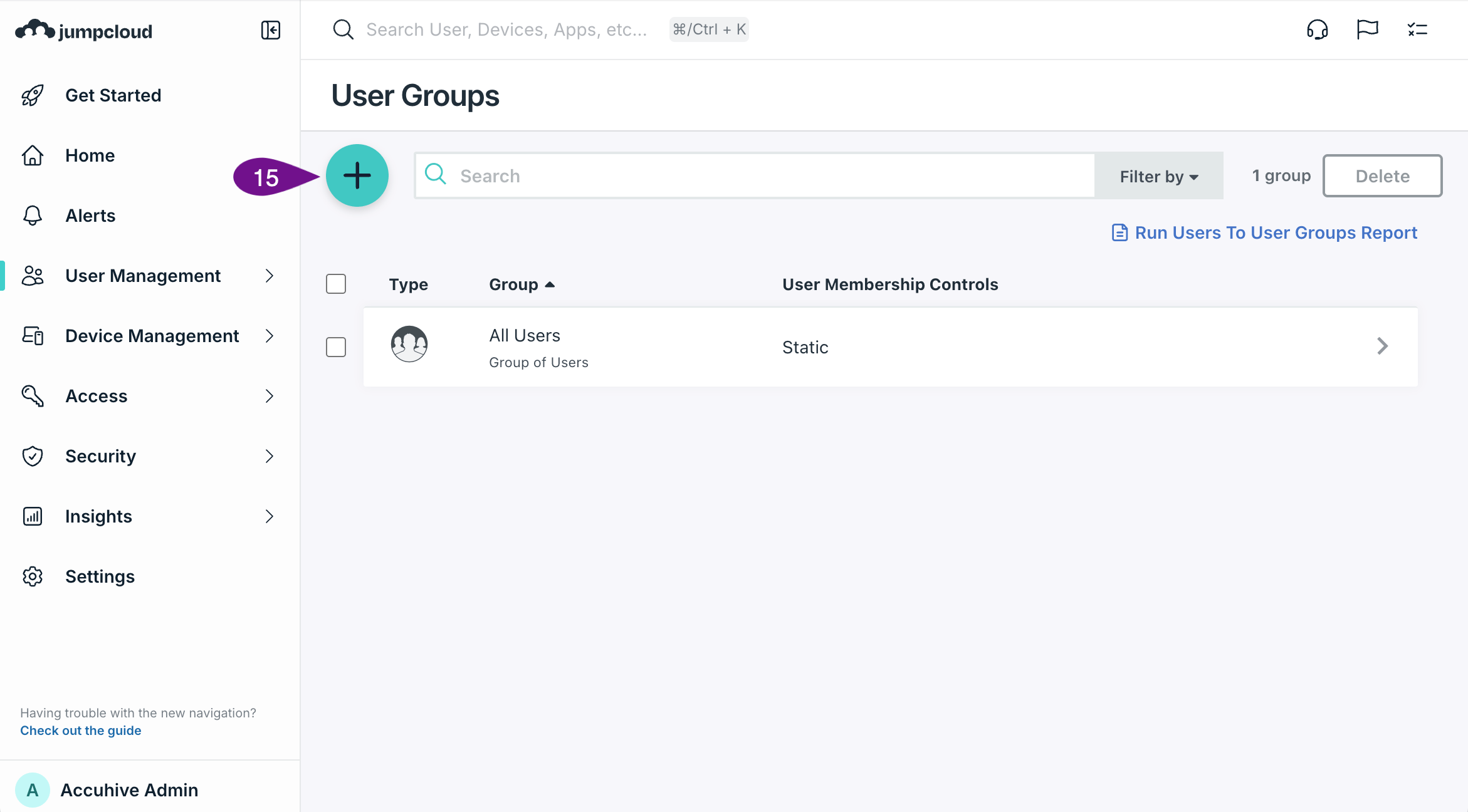 JumpCloud assign user group to SSO application