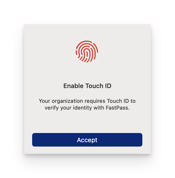 Touch ID setup prompt showing the option to enable Touch ID for Okta Desktop Password Sync authentication