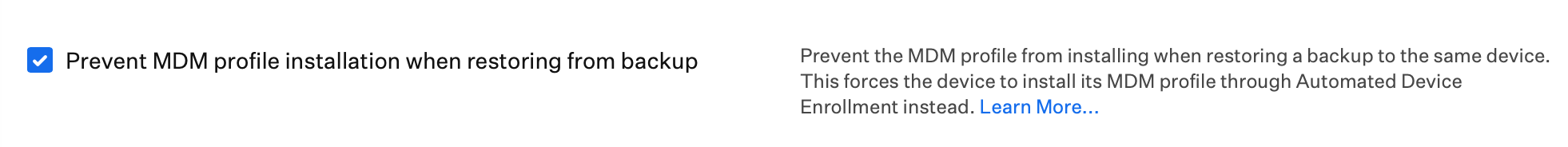 Automated Device Enrollment iPhone Prevent MDM profile installation when restoring from backup