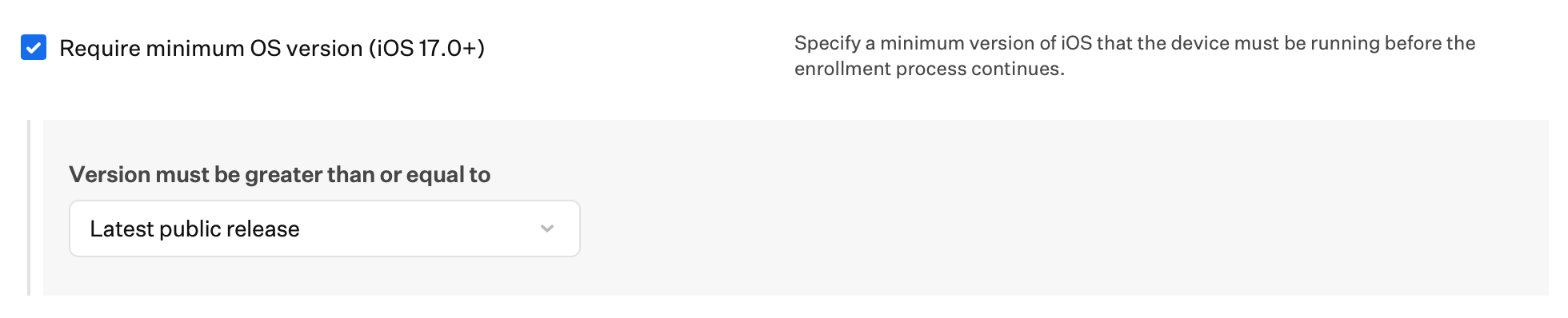 Automated Device Enrollment iPhone Require minimum OS version