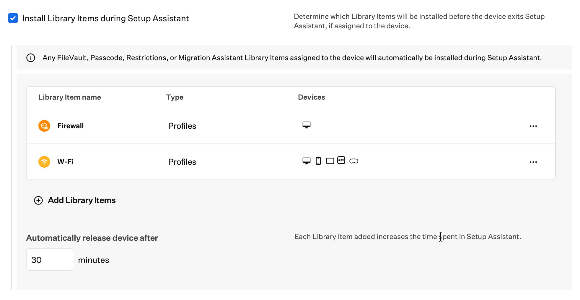 Automated Device Enrollment Mac Install Library Items during Setup Assistant