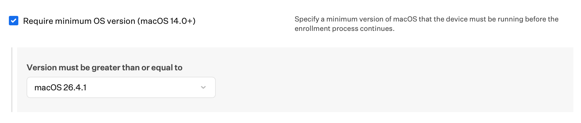 Automated Device Enrollment Mac Require minimum OS version