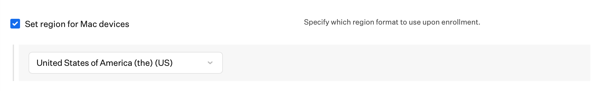 Automated Device Enrollment Mac Set region for Mac devices