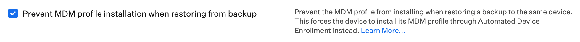 Automated Device Enrollment Vision Prevent MDM profile installation when restoring from backup