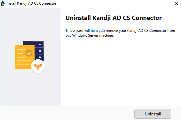 Uninstall confirmation dialog for Iru Endpoint AD CS Connector