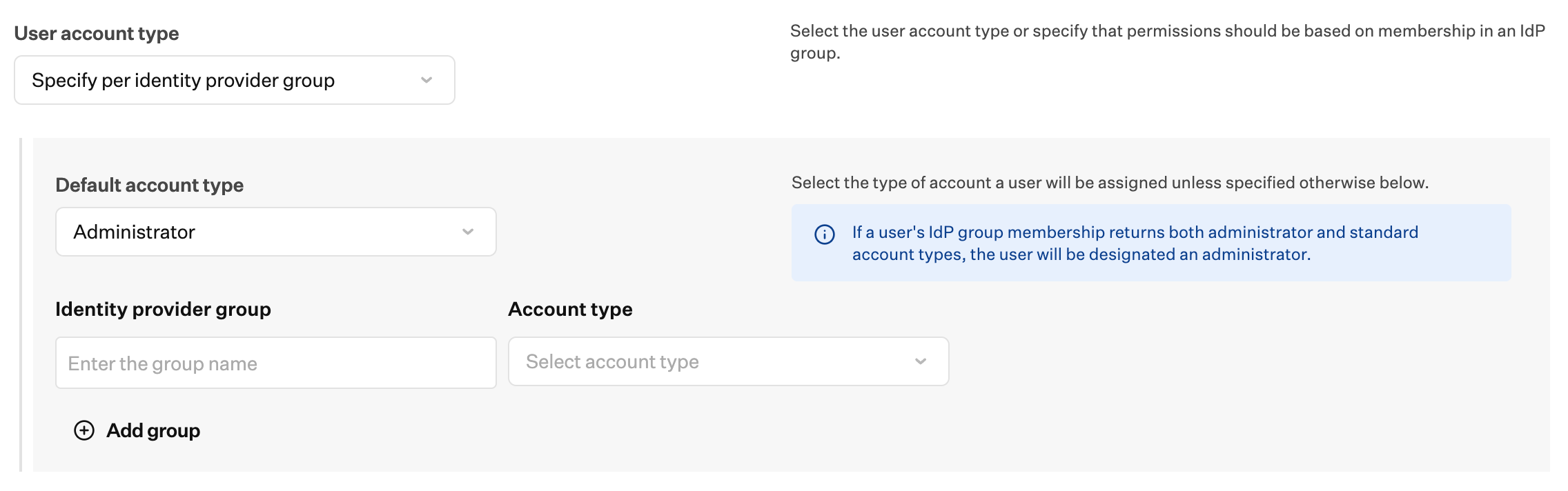 Passport Library Item user account type by identity provider group