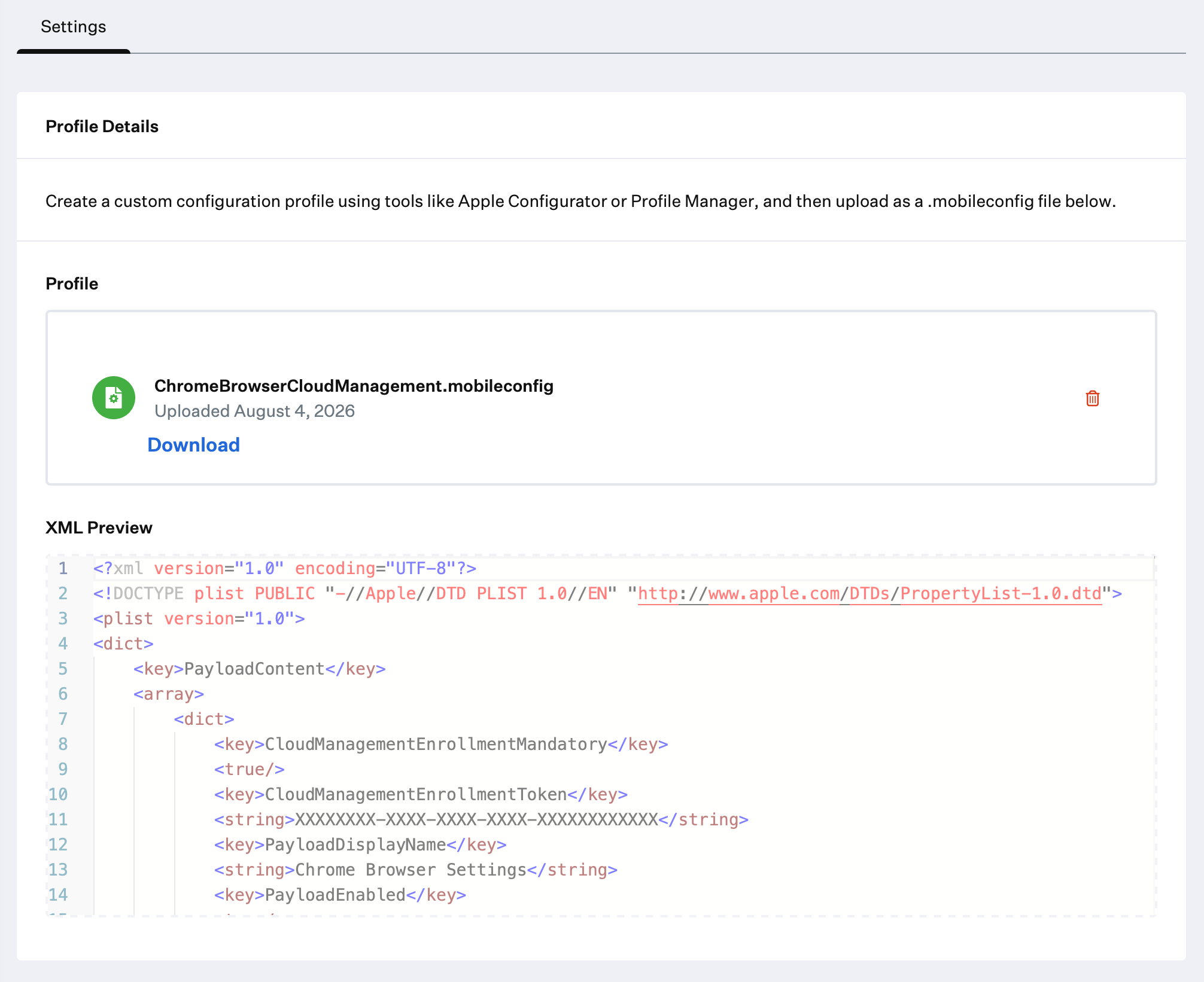Google Chrome cloud management showing configuration or enrollment interface