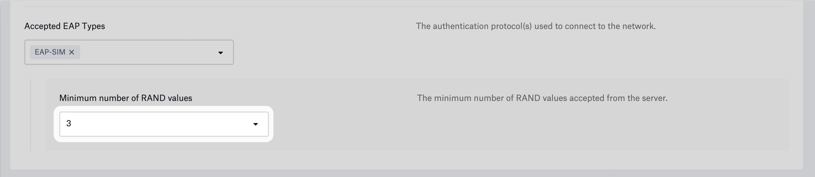 EAP-SIM minimum number of RAND values
