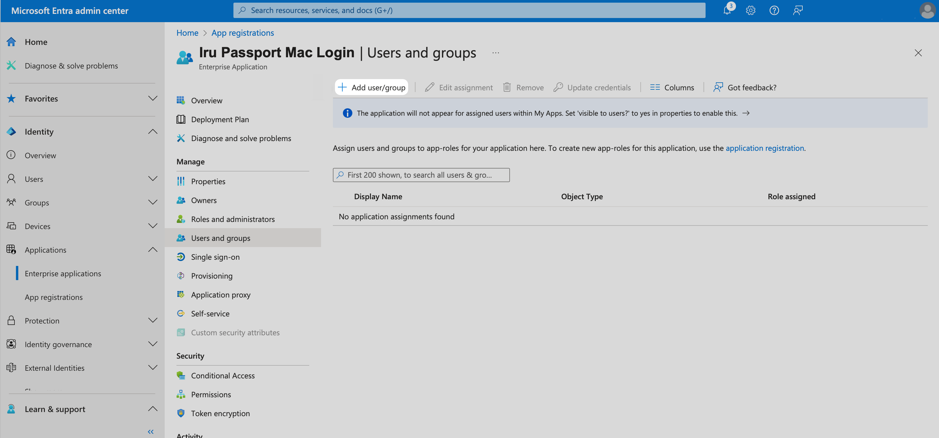 Entra ID Passport Users and groups with no assignments