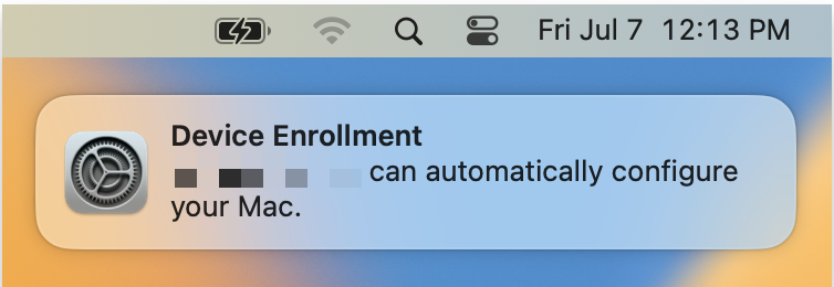 Device Enrollment banner notification on Mac