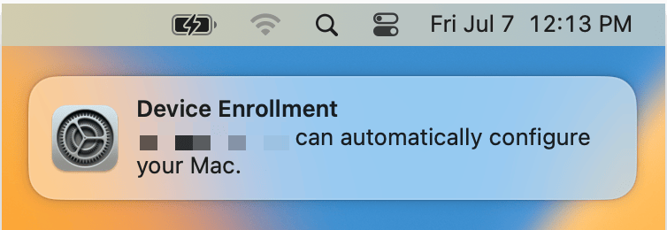 Device Enrollment banner notification on Mac