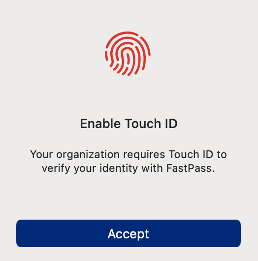 Touch ID setup prompt showing the option to enable Touch ID for Okta Desktop Password Sync authentication