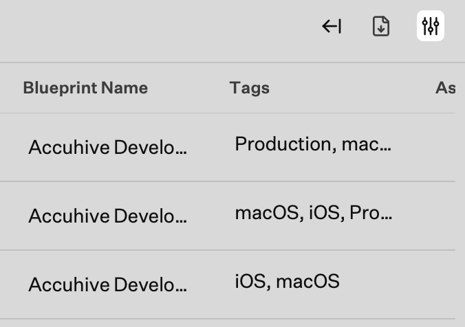 Prism View settings control above the Devices table