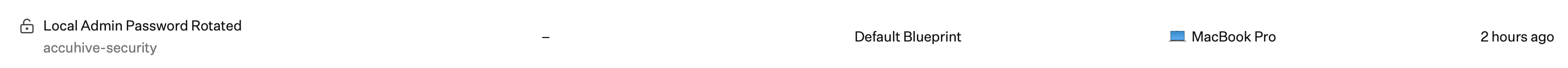 Device record Activity showing Local Admin Password Rotated