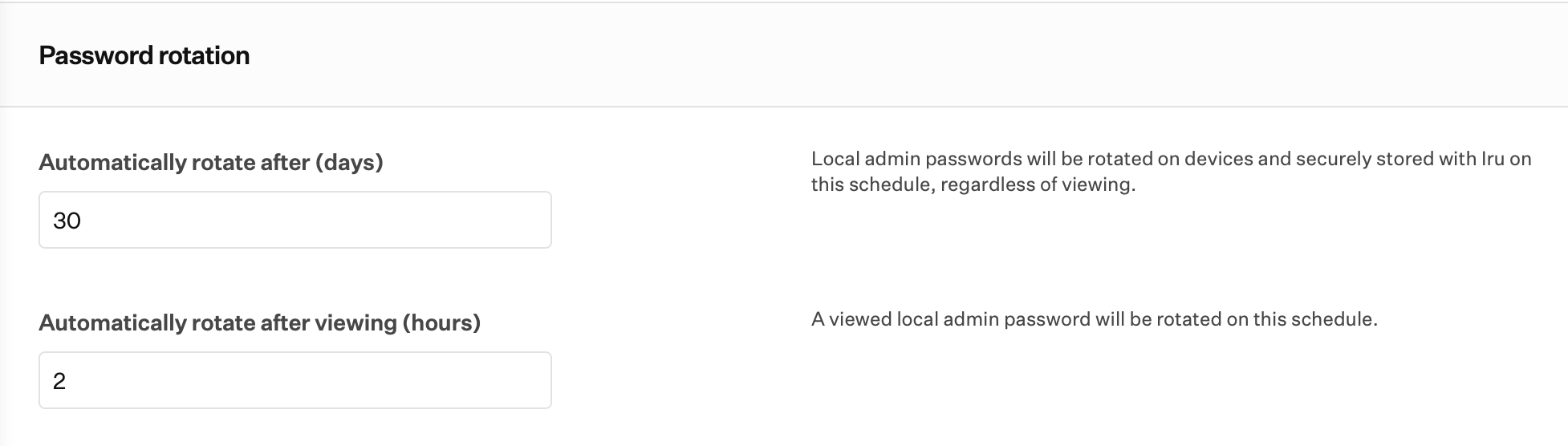 Password rotation settings