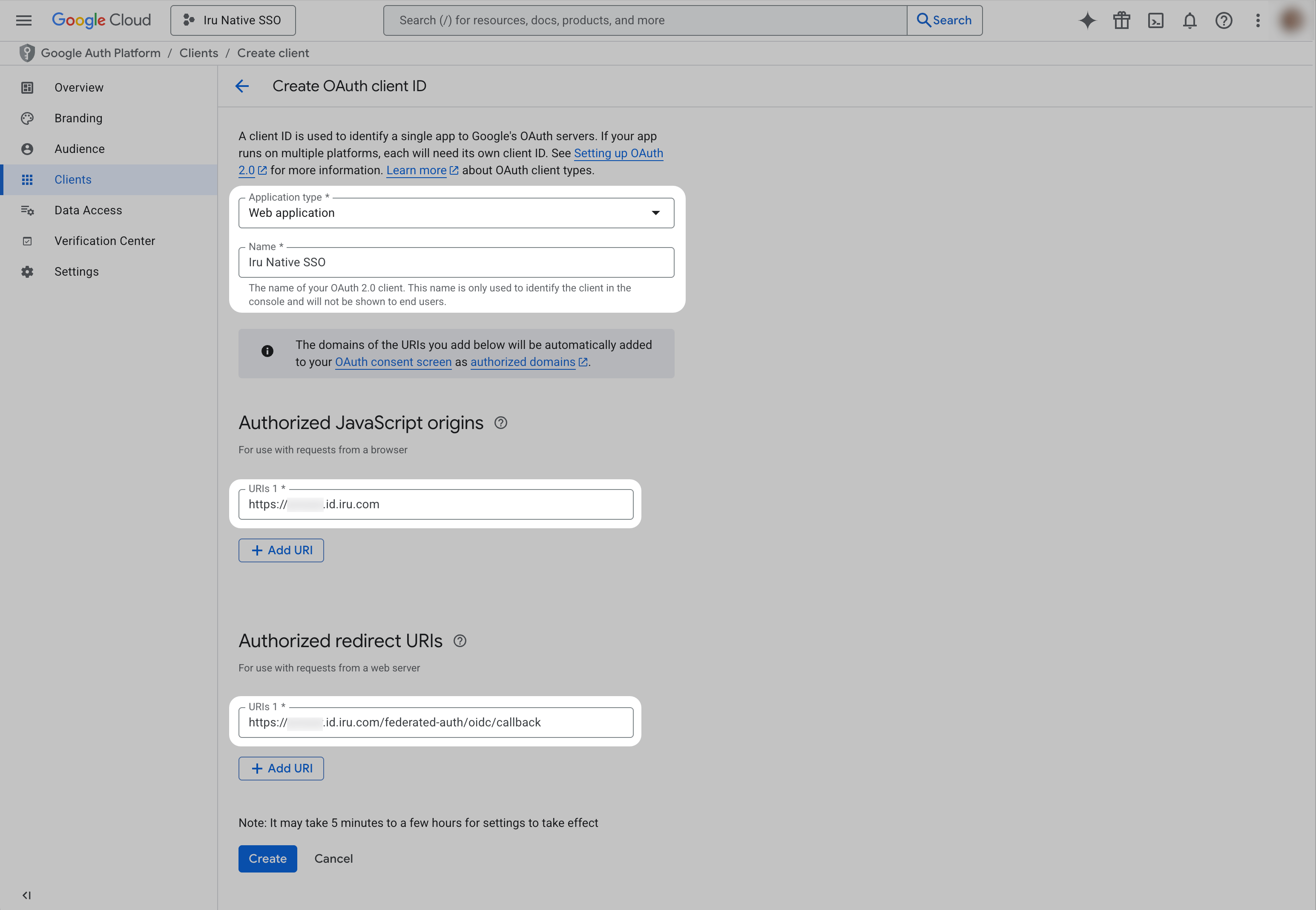 Single Sign-On with Google Workspace (Native) documentation showing Authorized redirect URIs configuration