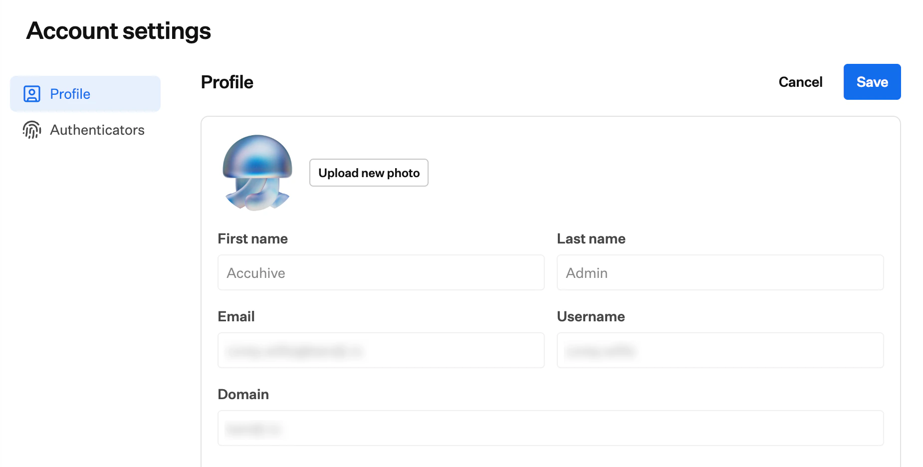 My Account edit mode showing upload new profile photo