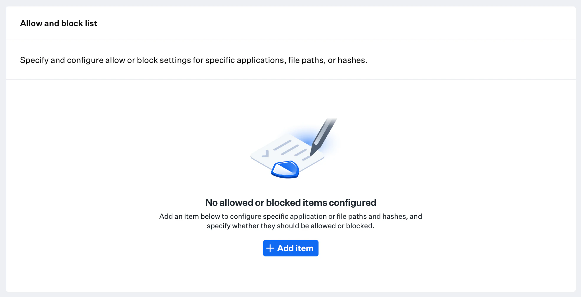 Allow and Block list configuration interface
