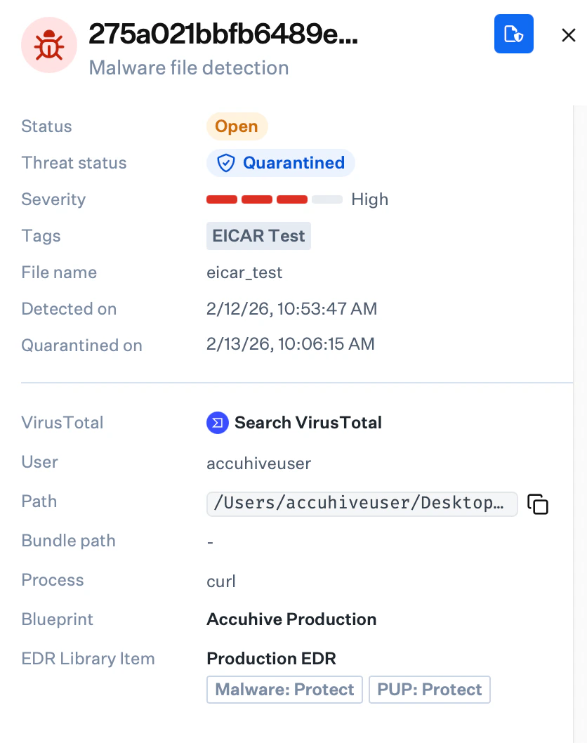 Endpoint Detection Response overview showing EDR interface or configuration