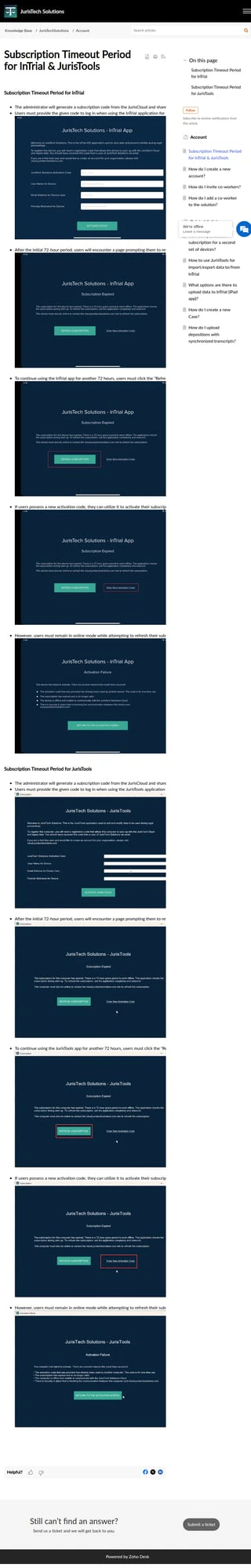 Subscription timeout periods overview