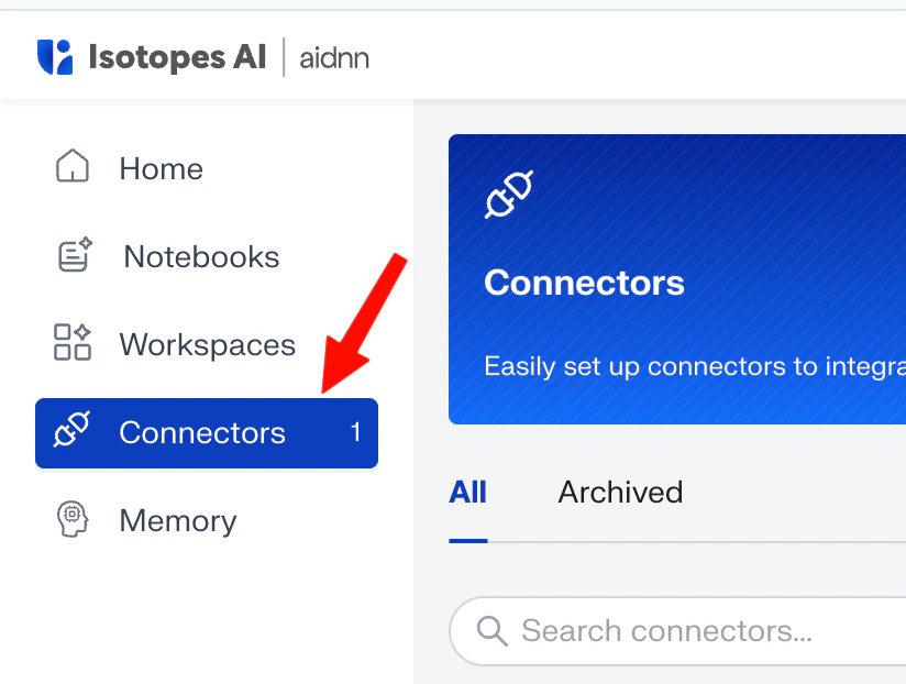 Connectors in left panel