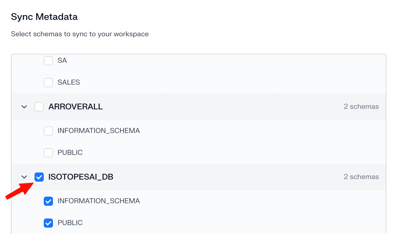 Sync Metadata section