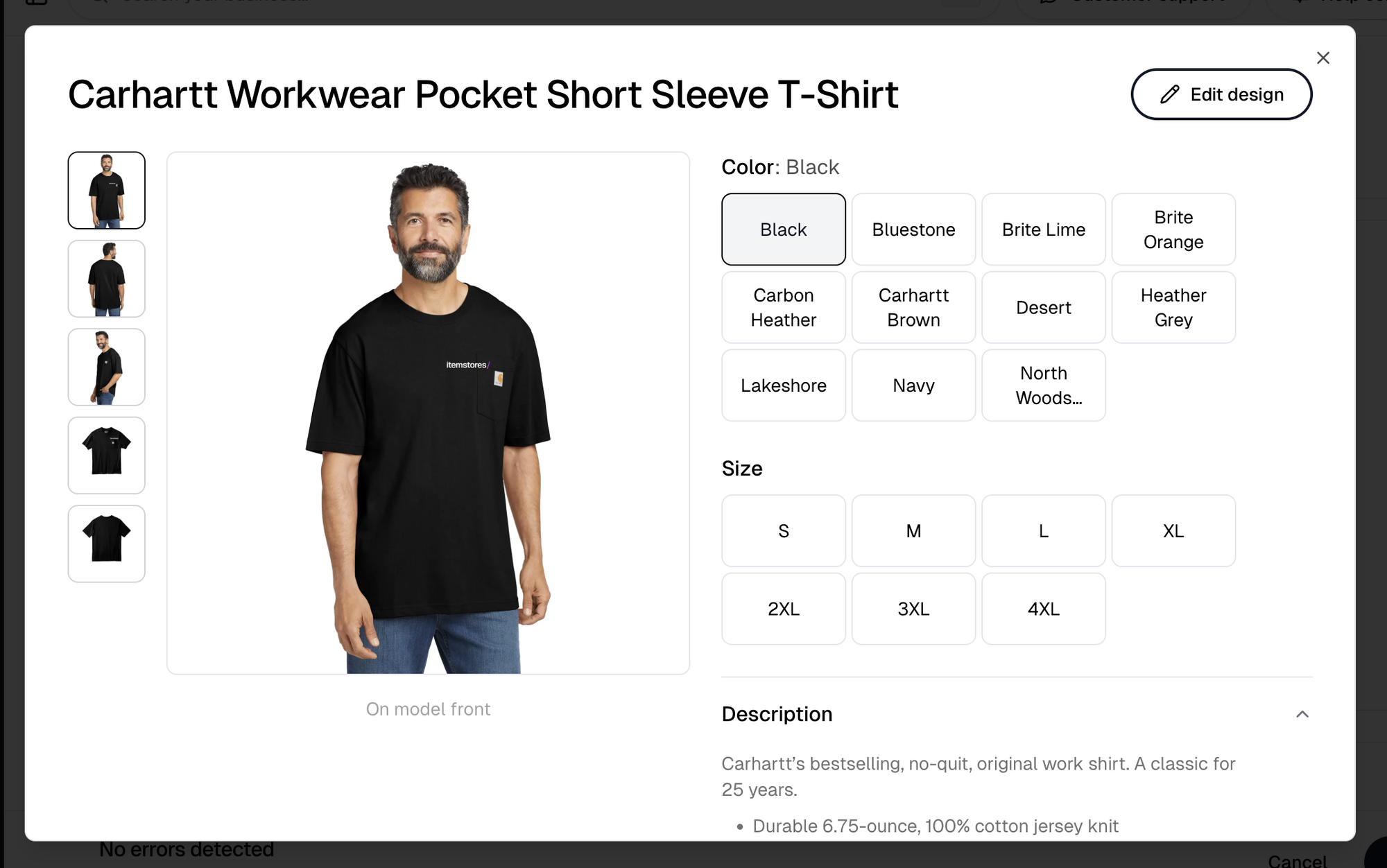 A proposal product's preview with Edit design at the top