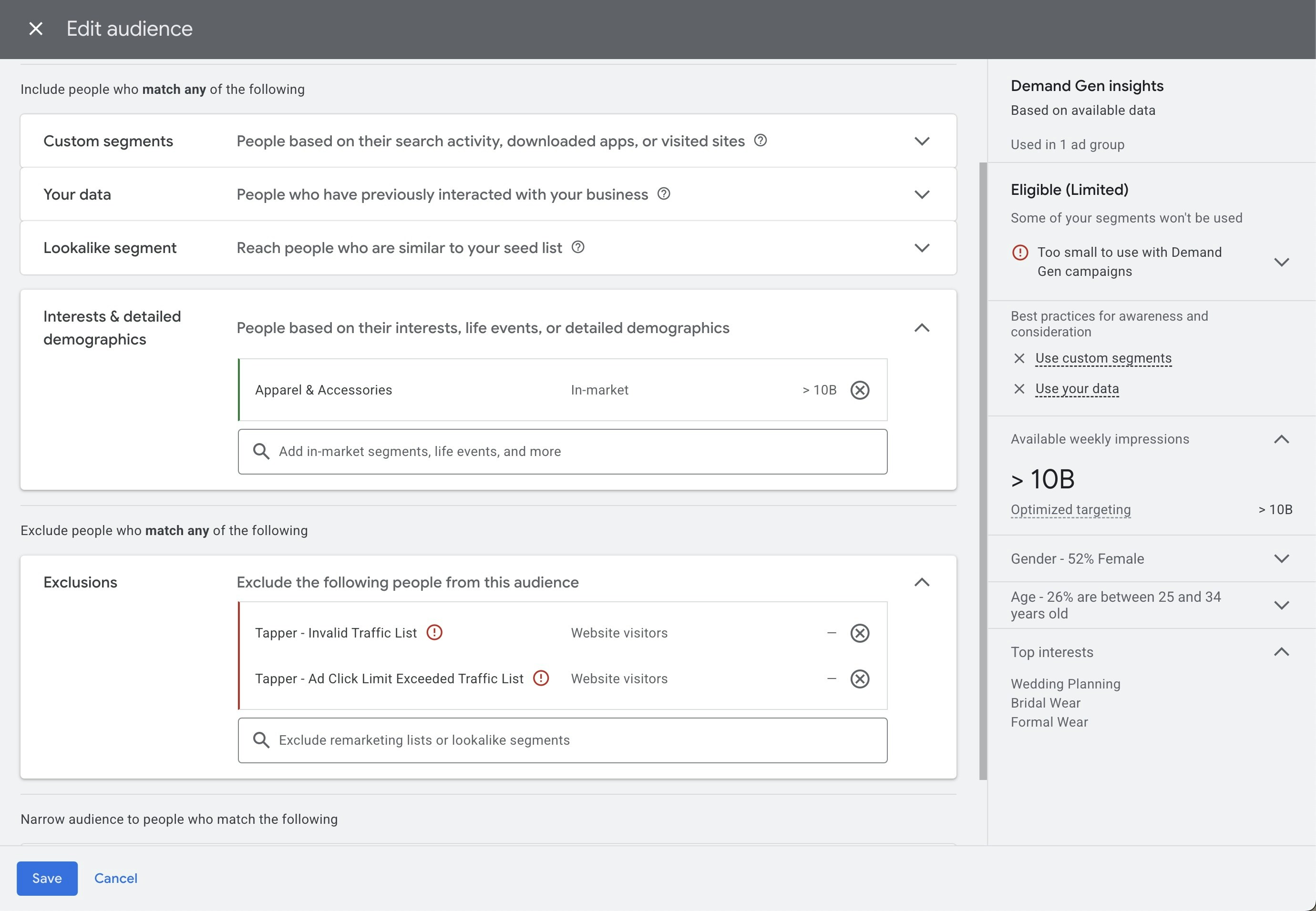 Attach Audience Dialog