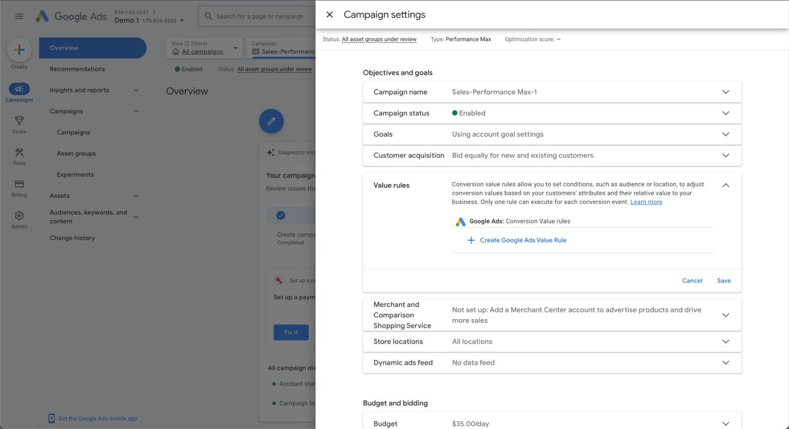 Create Google Ads Value Rule