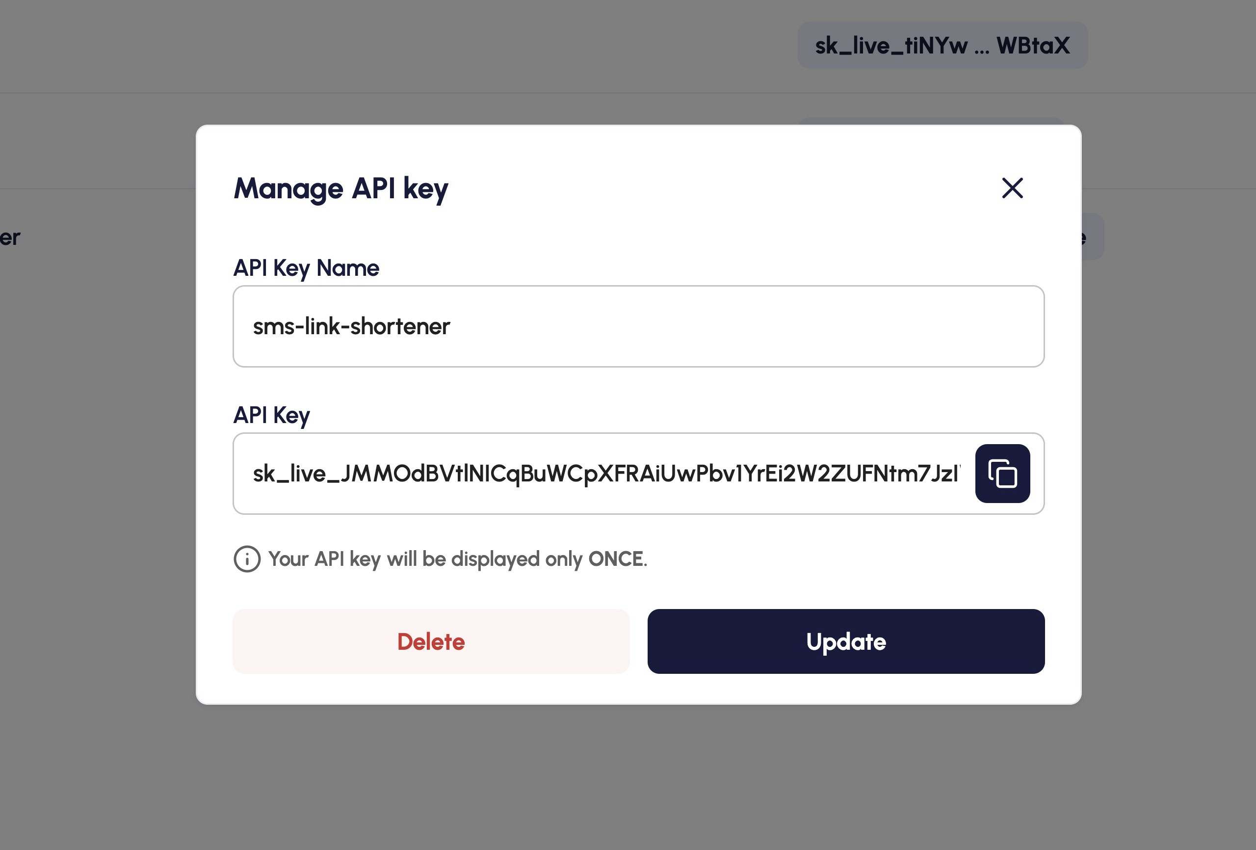 Generated API Key