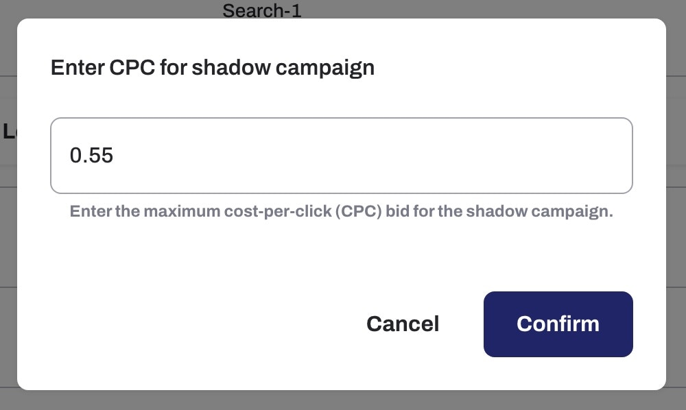 Create Shadow Campaign Dialog