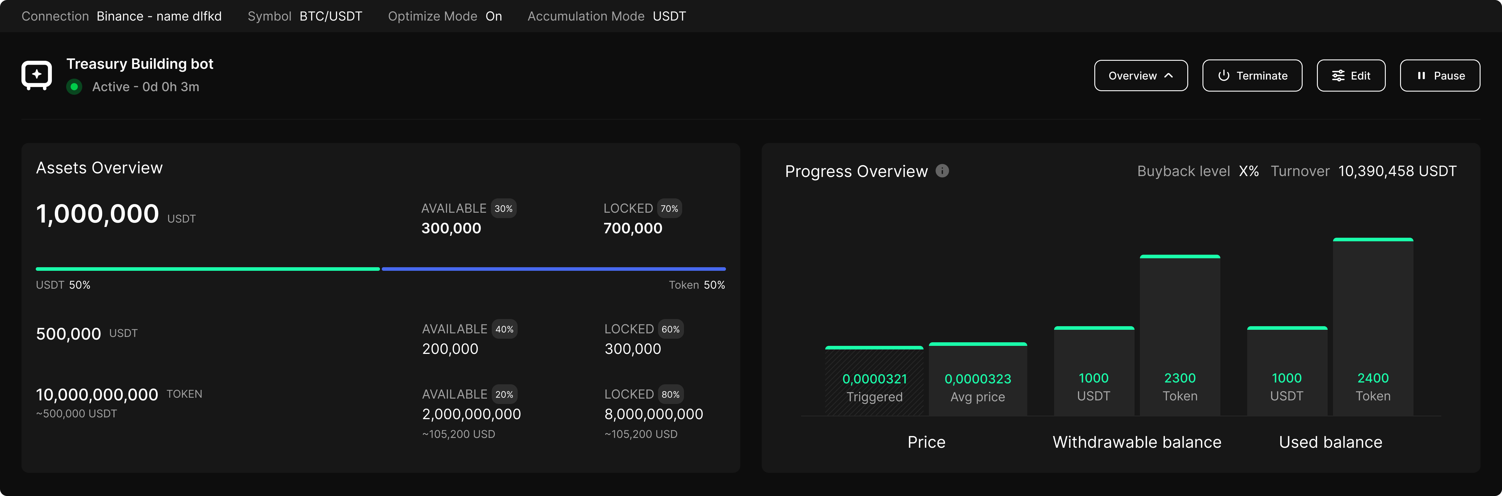 Treasury Building Bot — USDT Mode