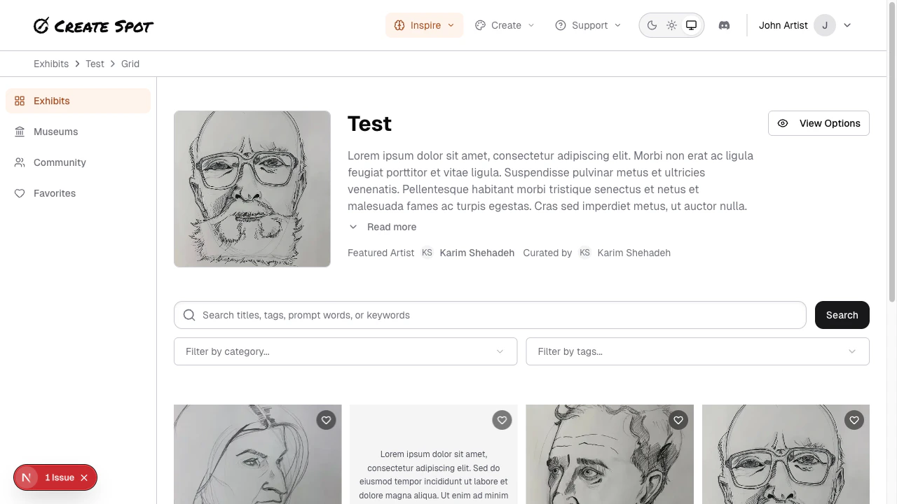 Exhibit in Grid view