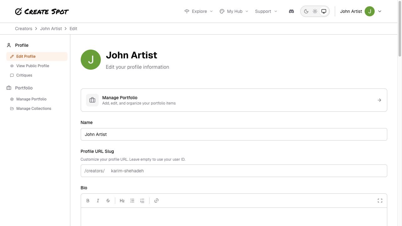 Profile editor — your space and protections