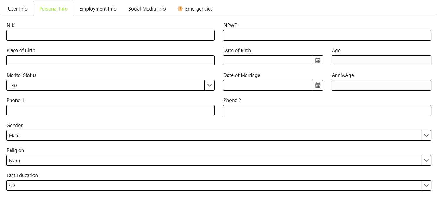 Tab Personal Info JADE-ELS.