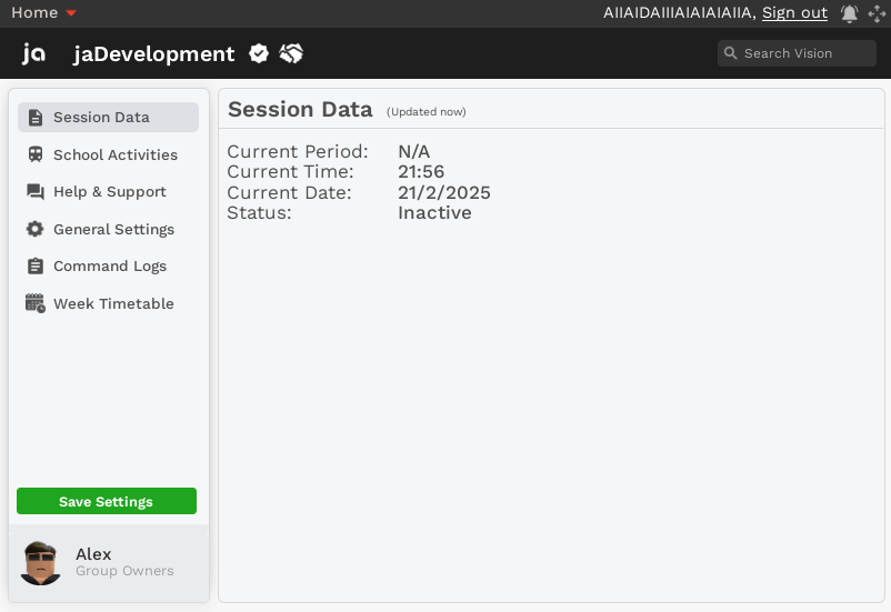 Vision Settings Page - jaDevelopment Docs