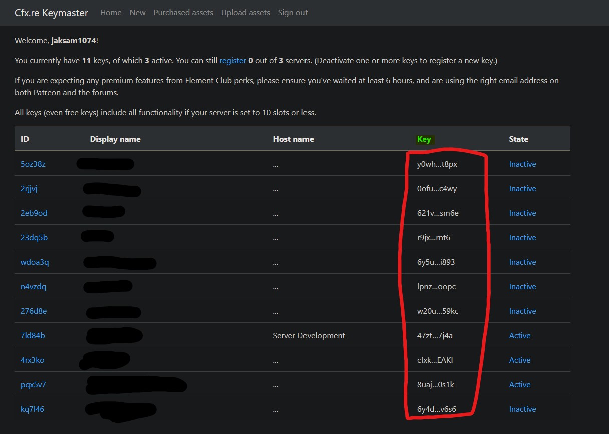 Server key owner example