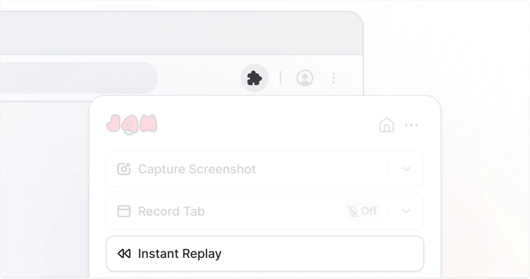Jam extension popup with Instant Replay highlighted