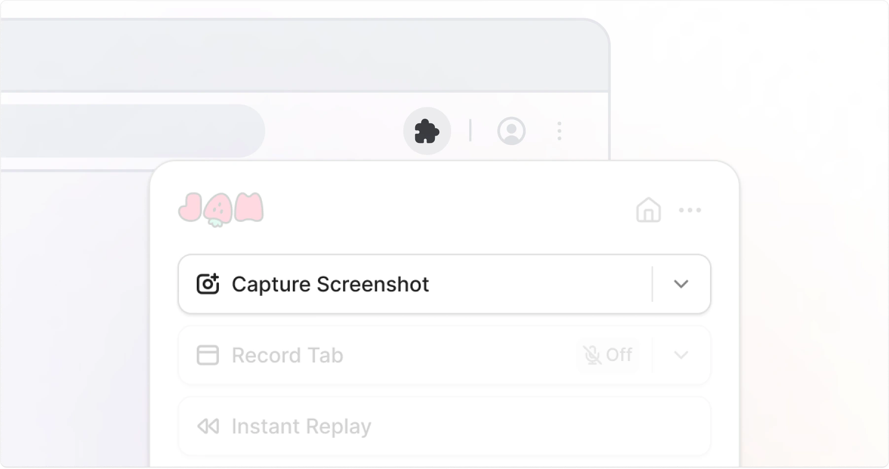 Jam extension popup with Capture Screenshot highlighted