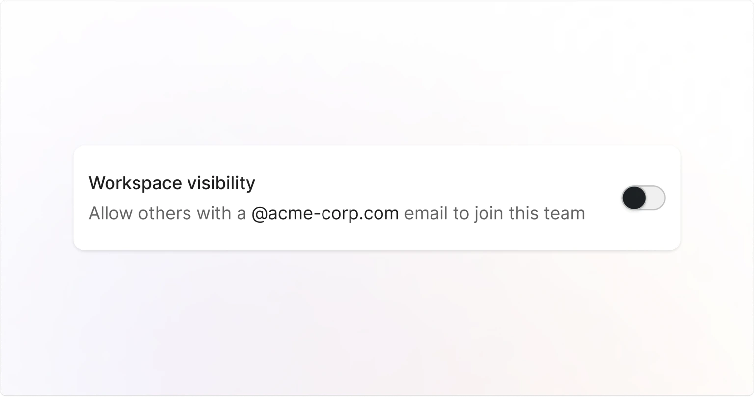 Workspace visibility setting toggled off